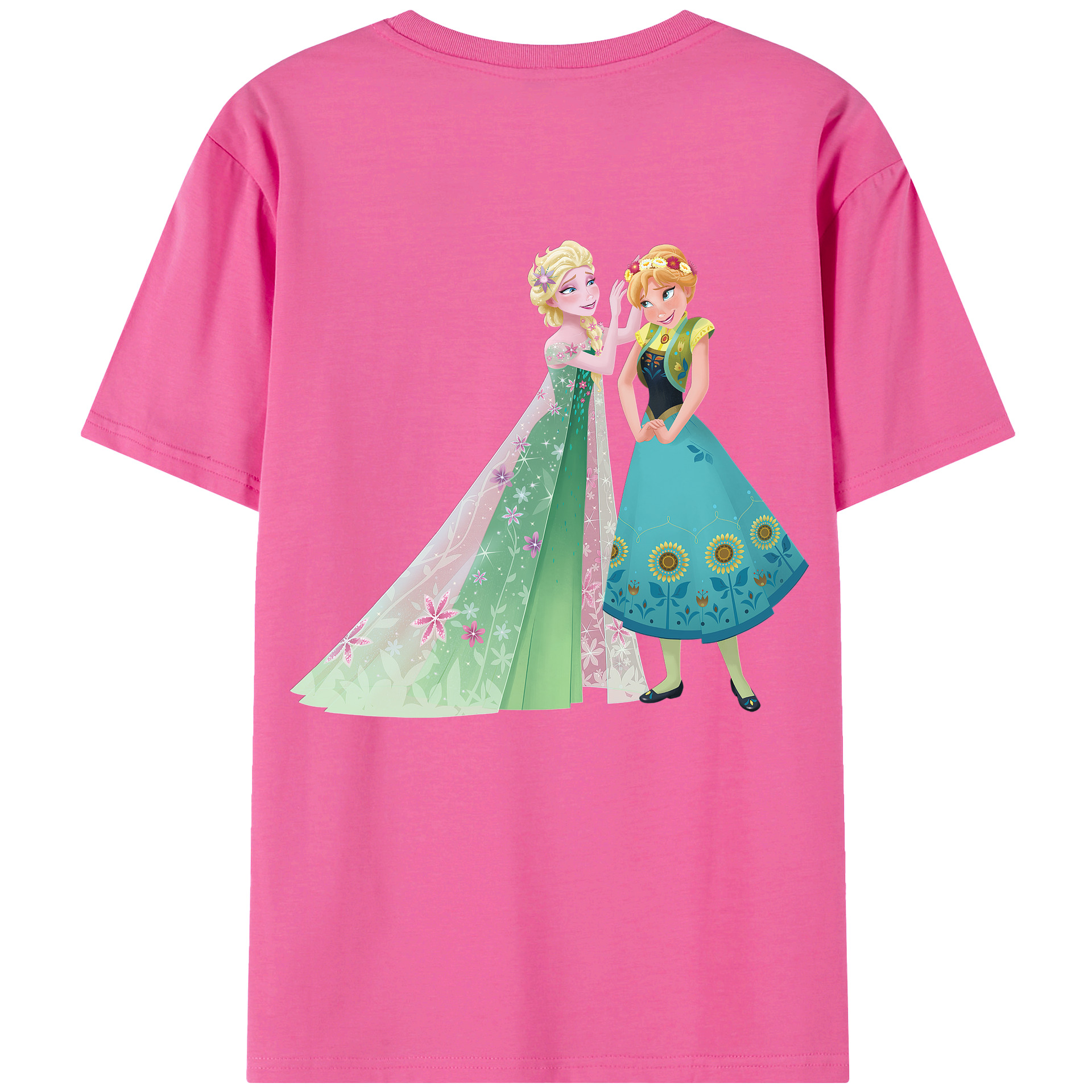 （画像用） アナと雪の女王 アンナ エルサ Frozen Anna Elsa レディース半袖Tシャツ(バックプリント)